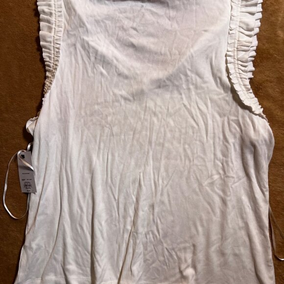 NWT Nine West Women XL White Knight Ribbed Tank Top‎ Sleeveless Ruffle (O) - Picture 5 of 5